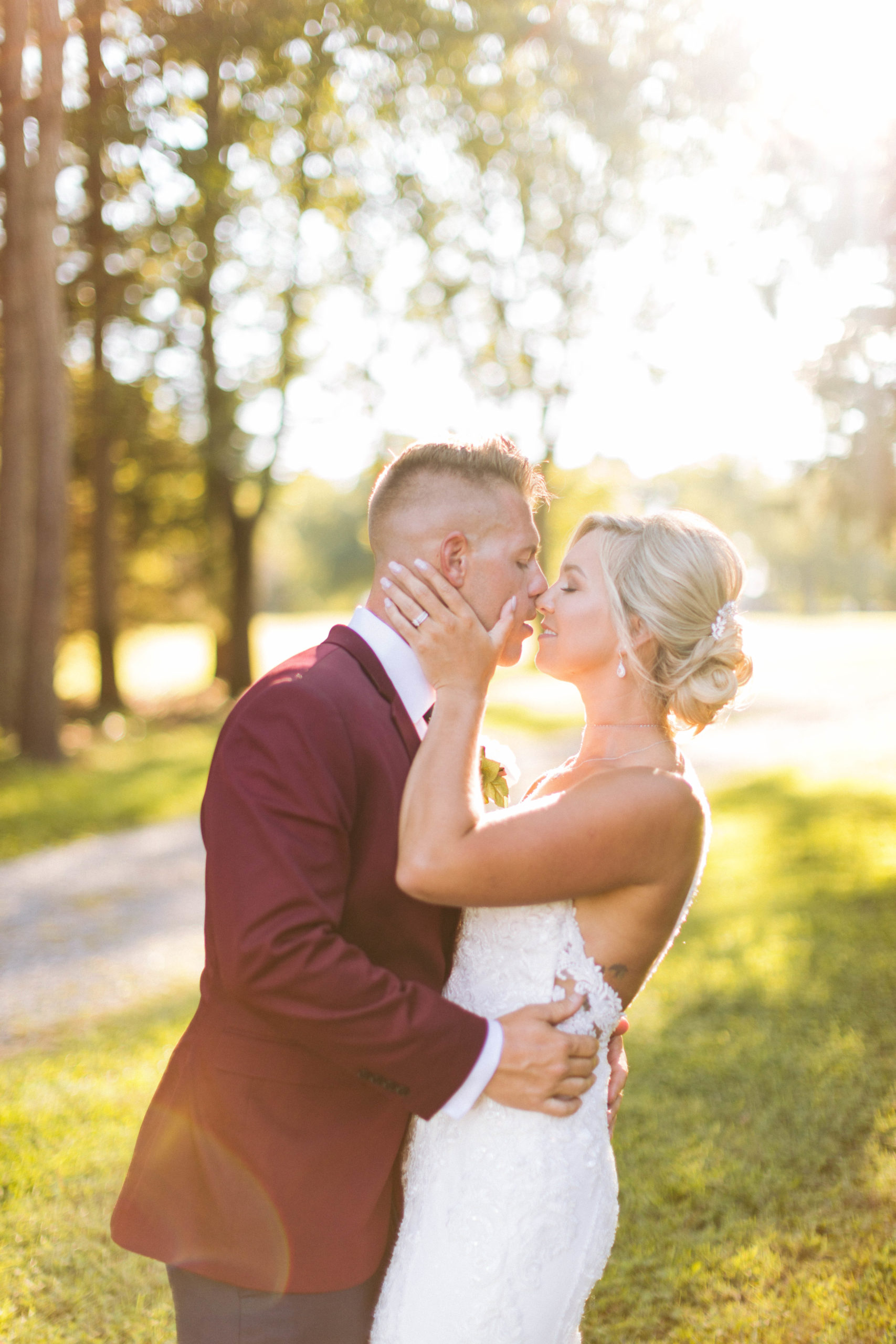Bride and groom kissing at their outdoor Eastern Shore Maryland wedding
