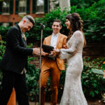 Happy bride and groom at intimate Philadelphia ceremony