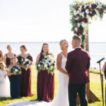 bride and groom share a laugh during eastern shore Maryland wedding