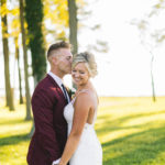 bride and groom share moment at outdoor eastern shore wedding