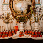 wedding favors in foyer of Hill-Physick House